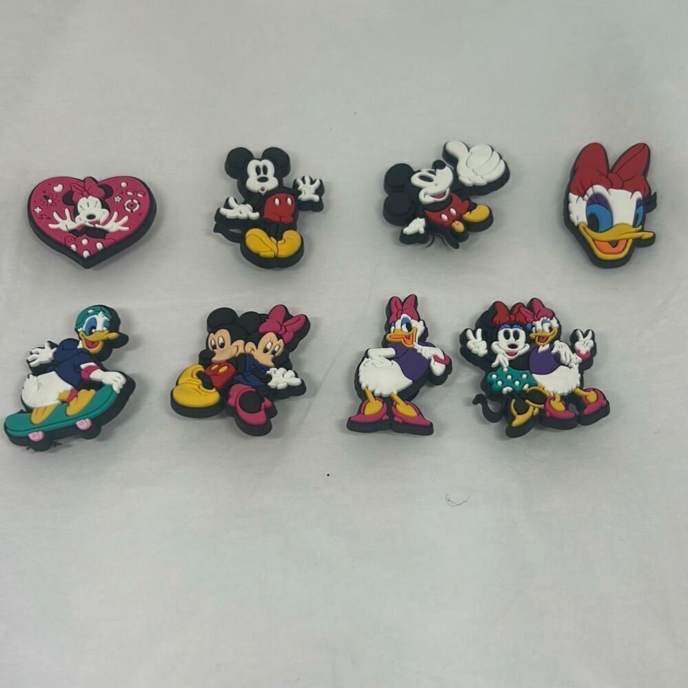 Set of 8 Disney Shoe Charms – Mickey, Minnie, Donald, Daisy & Friends